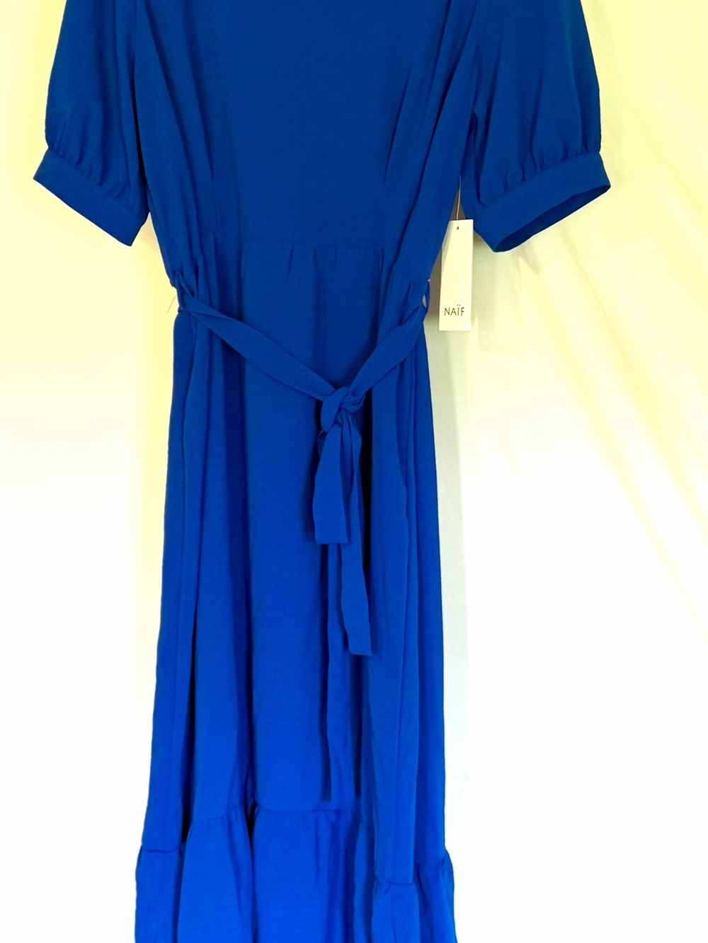 NAIF Cobalt Blue Belted Midi Dress